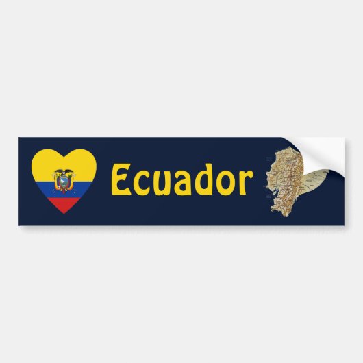 Ecuador-Flaggen-Herz + Karten-Autoaufkleber Autoaufkleber (Vorne)