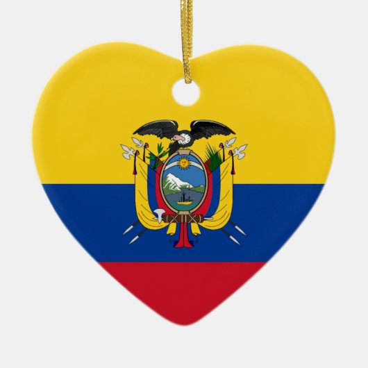 Ecuador-Flaggen-Herz Keramikornament (Vorne)