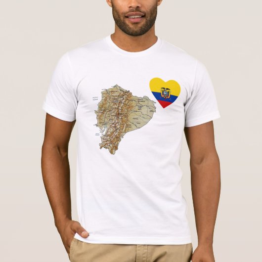 Ecuador-Flaggen-Herz und Karten-T - Shirt (Vorderseite)