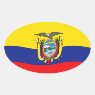 Ecuador-Flaggenaufkleber Ovaler Aufkleber