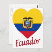 Ecuador Flaggenherz Postkarte (Vorne/Hinten)