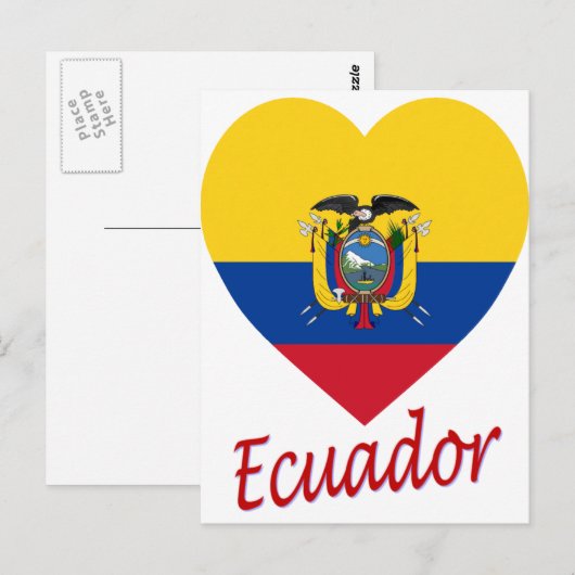 Ecuador Flaggenherz Postkarte (Vorne/Hinten)