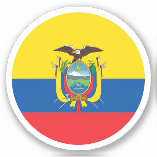 Ecuador Flaggenrundkleber Aufkleber (Vorderseite)