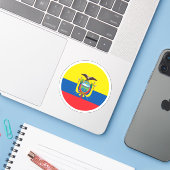 Ecuador Flaggenrundkleber Aufkleber (Laptop mit iPhone)