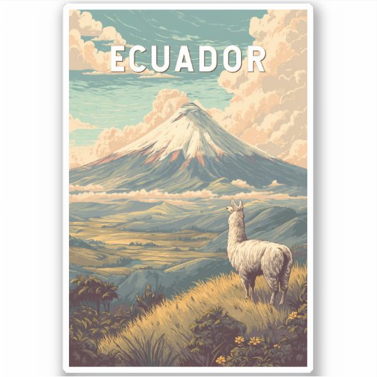 Ecuador Illustration Reise Kunst Vintage Aufkleber (Vorderseite)