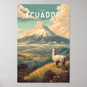Ecuador Illustration Travel Art Vintag Poster