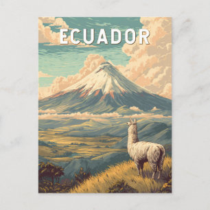 Ecuador Illustration Travel Art Vintag Postkarte