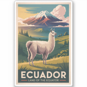 Ecuador Lama Illustration Reise Kunst Vintage Aufkleber