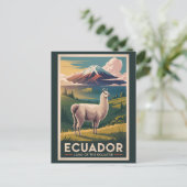 Ecuador Llama Illustration Art Vintag Postkarte (Stehend Vorderseite)