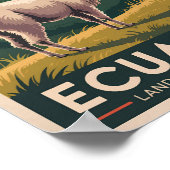 Ecuador Llama Illustration Travel Art Vintage Poster (Ecke)
