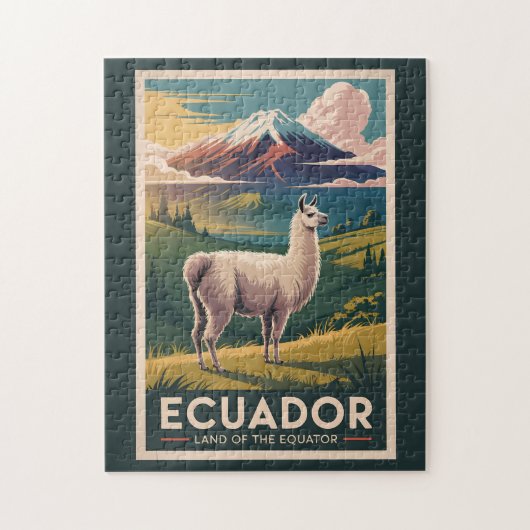 Ecuador Llama Illustration Travel Art Vintage Puzzle (Vertikal)