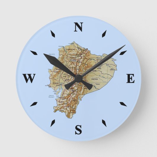 Ecuador Map Clock Runde Wanduhr (Vorderseite)
