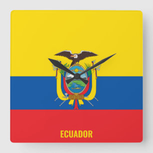 Ecuador National Flag Patriotic Quadratische Wanduhr