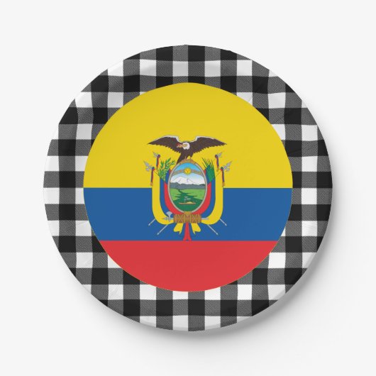 Ecuador Plate, Büffel kariert & Ecuador Flag Pappteller (Vorderseite)