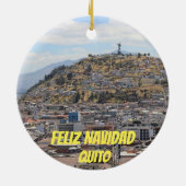 Ecuador: Quito Panorama Weihnachtsort Keramik Ornament (Hinten)