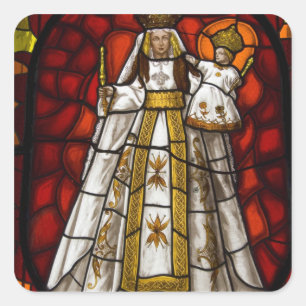 Ecuador, Quito Statue der geflügelten Jungfrau 2 Quadratischer Aufkleber