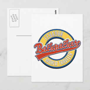 Ecuador Rucksacktourist Welt Reisender Logo Postkarte