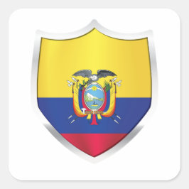 Ecuador Silver Shield Flag Quadratischer Aufkleber