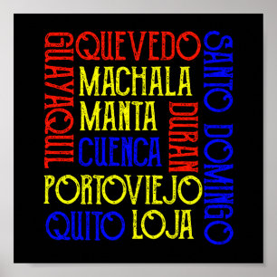 Ecuador Stadt Namen Quito Guayaquil National Poster