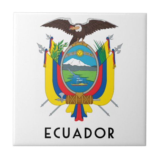 Ecuador - Symbol/Wappen/Flagge/Farben/Emblem Fliese (Vorderseite)