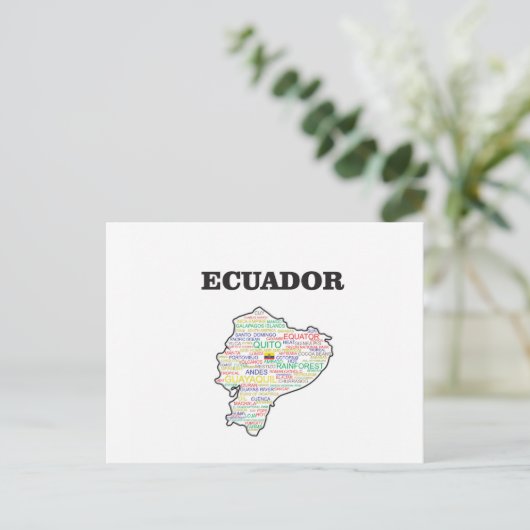 ECUADOR WORD COLLAGE POSTKARTE (Stehend Vorderseite)