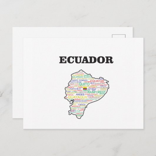 ECUADOR WORD COLLAGE POSTKARTE (Vorne/Hinten)
