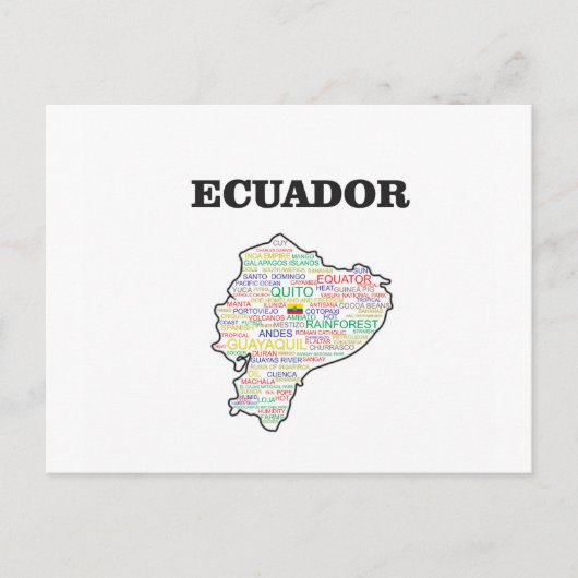 ECUADOR WORD COLLAGE POSTKARTE (Vorderseite)