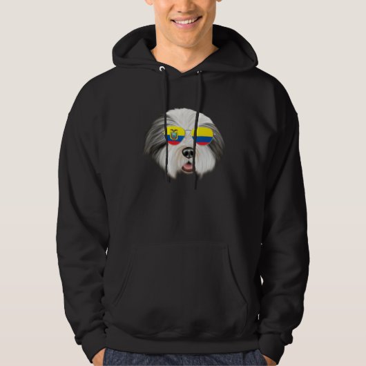 Ecuadorian Flag Bearded Collie Dog Ecuador Pocket Hoodie (Vorderseite)