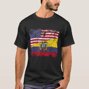 ECUADORIAN ROOTS Halbe amerikanische Flagge USA EC T-Shirt