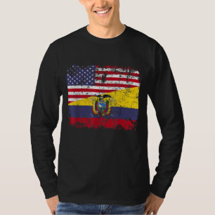 ECUADORIAN ROOTS Halbe amerikanische Flagge USA EC T-Shirt