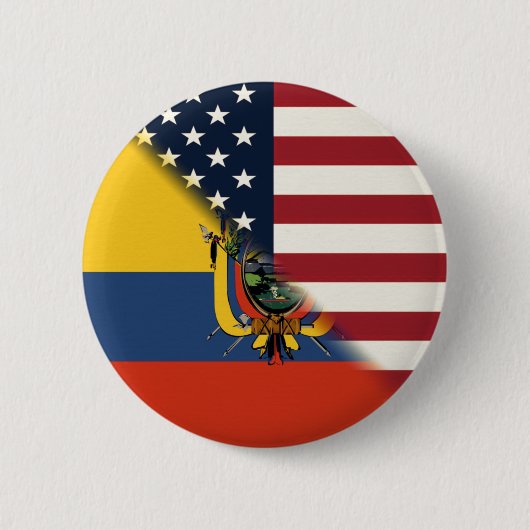 Ecuadorianische amerikanische Flagge | Halb Ecuado Button (Vorderseite)