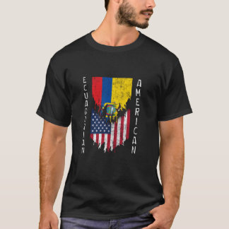 Ecuadorianische amerikanische Flaggen rissen Torn T-Shirt