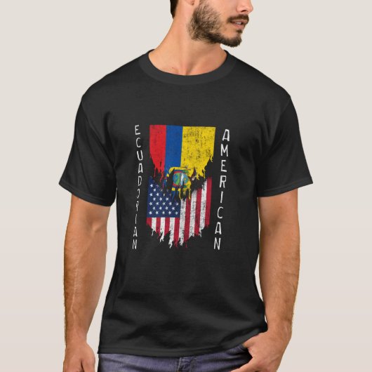 Ecuadorianische amerikanische Flaggen rissen Torn  T-Shirt (Vorderseite)