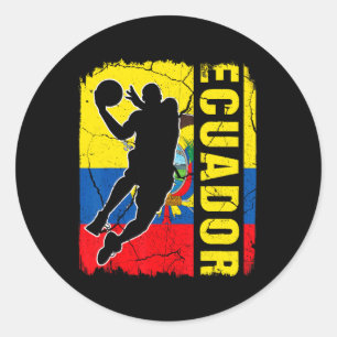Ecuadorianische Basketball-Spieler Ecuador Flaggen Runder Aufkleber