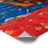 Ecuadorianische Flagge auf der alten akustischen G Poster (Ecke)