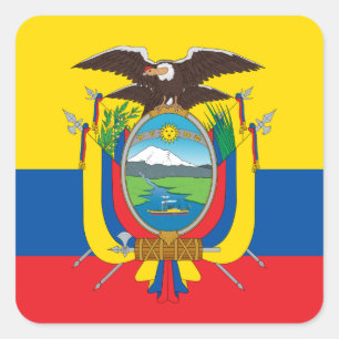 Ecuadorianische Flagge und Wappen, Flagge Ecuadors Quadratischer Aufkleber