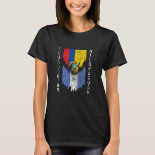 Ecuadorianische nicaraguanische Fahnen rissen Torn T-Shirt