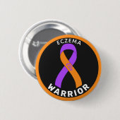 Eczema Warrior Ribbon Black Button (Vorne & Hinten)