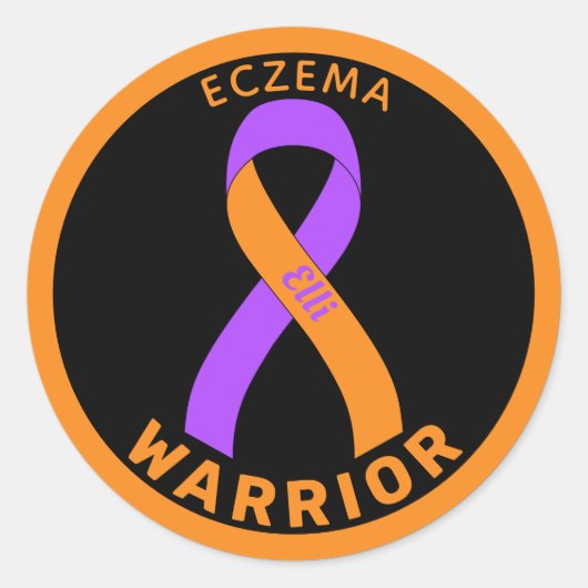 Eczema Warrior Ribbon Black Round Sticker (Vorderseite)