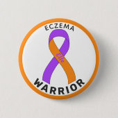 Eczema Warrior Ribbon White Button (Vorderseite)