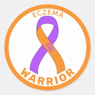 Eczema Warrior Ribbon White Round Sticker