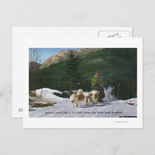 Ed Clarks Eskimo Dog Ranch, Dogsleding Postkarte (Vorne/Hinten)