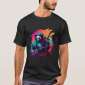 Ed Panda Ninja Steampunk Synthwave T-Shirt (Vorderseite)
