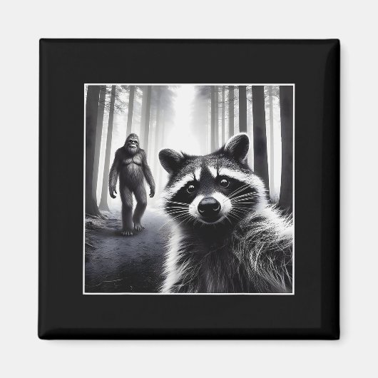 Ed Raccoon Selfie With Sasquatch Bigfoot Funny Rac Magnet (Vorne)