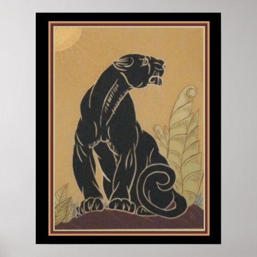 Ed Rudy Art Deco Black Panther Print 16 x 20 Poster (Vorne)