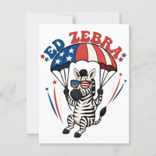 Ed Zebra Happy 4. Juli Patriotische amerikanische  Postkarte