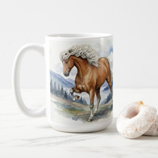 Edda Silver bay Icelandic Horse in the Mountains S Kaffeetasse (Mit Donut)
