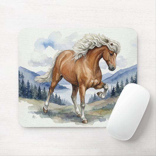 Edda Silver bay Icelandic Horse in the Mountains S Mousepad (Mit Mouse)