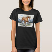 Edda Silver bay Icelandic Horse in the Mountains S T-Shirt (Vorderseite)