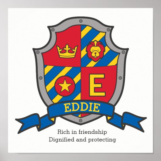 Eddie Boys Name bedeutet heraldry Schild Poster (Vorne)
